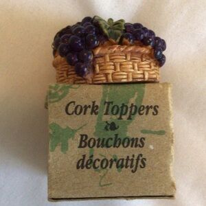MSC - Decorative Cork Topper with Grapes, Hand Painted